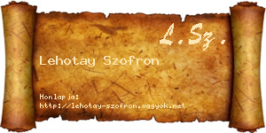 Lehotay Szofron névjegykártya